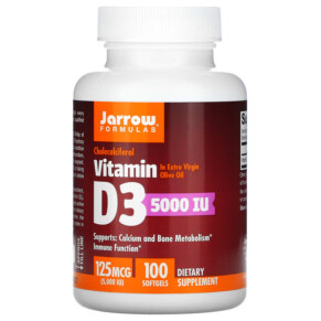 Jarrow Formulas Vitamin D3 Cholecalciferol 125 mcg (5.000 IU) 100 Softgels 790011300052