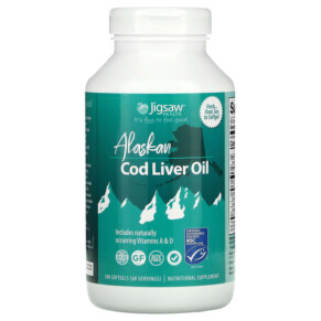 Jigsaw Health Alaskan Cod Liver Oil 180 Softgels 876634001870