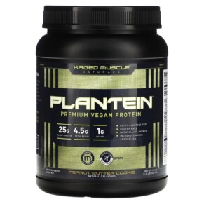 Kaged Naturals Plantein Premium Vegan Protein Powder Drink Mix Peanut Butter Cookie 1.24 lb (562.5 g) 850015107528
