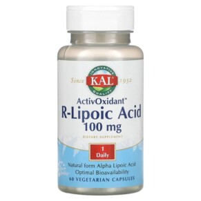 KAL ActivOxidant R-Lipoic Acid 100 mg 60 Vegetarian Capsules 021245502128