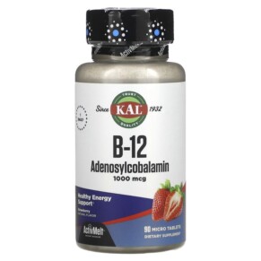 KAL B-12 Adenosylcobalamin Strawberry 1.000 mcg 90 Micro Tablets 021245988823