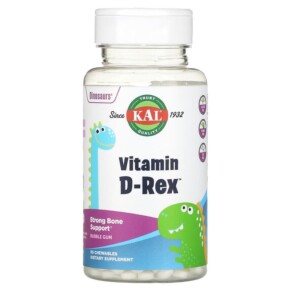KAL Dinosaurs Vitamin D-Rex Bubble Gum 90 Chewables 021245462026