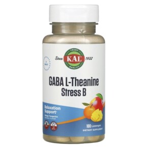 KAL GABA L-Theanine Stress B Mango Tangerine 100 Lozenges 021245276913