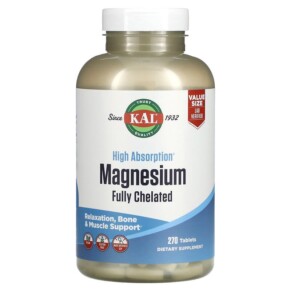 KAL High Absorption Magnesium Fully Chelated 270 Tablets 021245210689