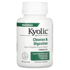 Kyolic Aged Garlic Extract Cleanse & Digestion Formula 102 100 Veggie Tablets 023542102315