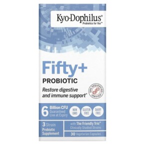Kyolic Kyo-Dophilus Fifty+ Probiotic 6 Billion CFU 30 Vegetarian Capsules 023542620437