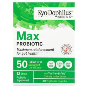 Kyolic Kyo-Dophilus Max Probiotic 50 Billion CFU 30 Vegetarian Capsules 023542633932
