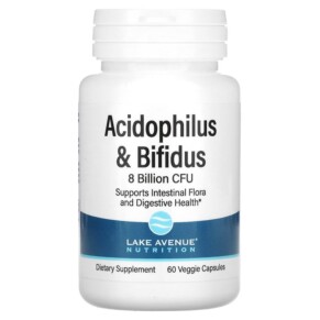 Lake Avenue Nutrition Acidophilus and Bifidus Probiotic Blend 8 Billion CFU 60 Veggie Capsules 898220014125