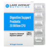 Lake Avenue Nutrition Digestive Support Probiotic Probiotic & Prebiotic Blend 20 Billion CFUs 30 Veggie Capsules 898220015283