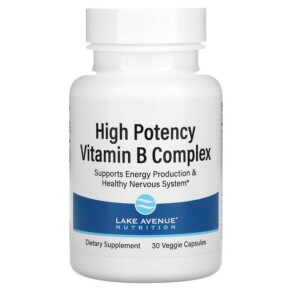 Lake Avenue Nutrition High Potency Vitamin B Complex 30 Veggie Capsules 898220020898