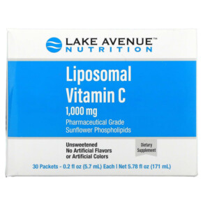 Lake Avenue Nutrition Liposomal Vitamin C Unsweetened 1.000 mg 30 Packets 0.2 oz (5.7 ml) Each 898220017515