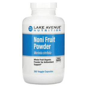Lake Avenue Nutrition Noni Fruit Powder Organic Whole Fruit Powder 360 Veggie Capsules 898220015375