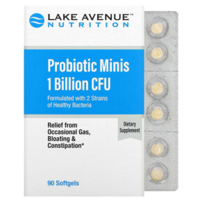 Lake Avenue Nutrition Probiotic Minis 2 Strain Blend 1 Billion CFU 90 Softgels 898220014873