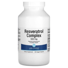 Lake Avenue Nutrition Resveratrol Complex 500 mg 250 Veggie Capsules 898220016631