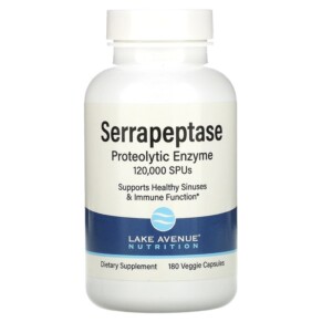 Lake Avenue Nutrition Serrapeptase Proteolytic Enzyme 120.000 SPUs 180 Veggie Capsules 898220015726