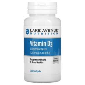 Lake Avenue Nutrition Vitamin D3 125 mcg (5.000 IU) 360 Softgels 898220014187
