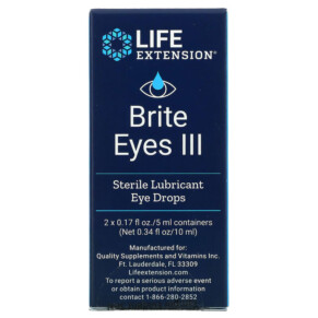 Life Extension Brite Eyes III 2 Vials 0.17 fl oz. (5 ml) Each 737870893509