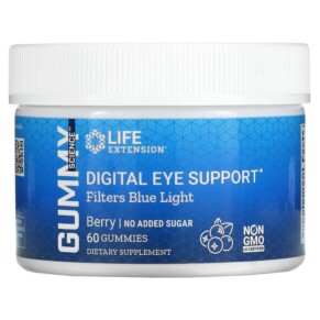 Life Extension Digital Eye Support Filters Blue Light Berry 60 Gummies 737870232360