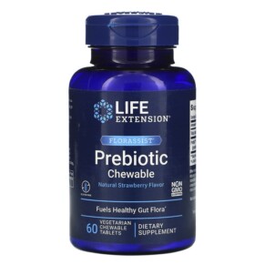 Life Extension FLORASSIST Prebiotic Chewable Natural Strawberry Flavor 60 Chewable Tablets 737870220367