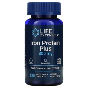 Life Extension Iron Protein Plus 300 mg 100 Vegetarian Capsules 737870167716