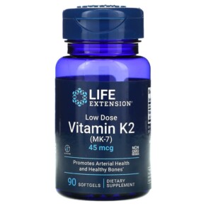 Life Extension Low Dose Vitamin K2 (MK-7) 45 mcg 90 Softgels 737870193692