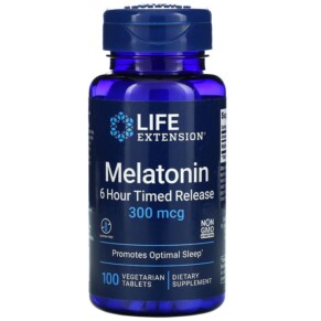 Life Extension Melatonin 6 Hour Timed Release 300 mcg 100 Vegetarian Tablets 737870178712