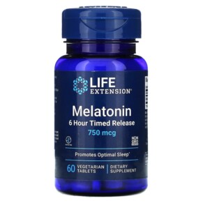 Life Extension Melatonin 6 Hour Timed Release 750 mcg 60 Vegetarian Tablets 737870178866