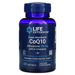 Life Extension Super-Absorbable CoQ10 (Ubiquinone) with d-Limonene 100 mg 60 Softgels 737870195160