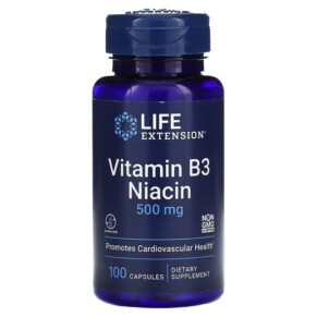 Life Extension Vitamin B3 Niacin 500 mg 100 Capsules 737870372103