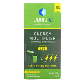 Liquid I.V. Energy Multiplier Supercharged Energy Drink Mix Lemon Ginger 10 Stick Packs 0.56 oz (16 g) Each 851741008790