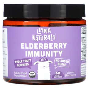 Llama Naturals Kids Elderberry Immunity Fruit Gummies Earnest Elderberry 60 Gummies 860001569063