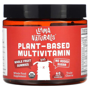 Llama Naturals Plant-Based Multivitamin Whole Fruit Gummies Truly Cherry 60 Fruit Gummies 860001318647