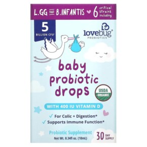 LoveBug Probiotics Baby Probiotic Drops 5 Billion CFU 0.34 fl oz (10 ml) 850002716412
