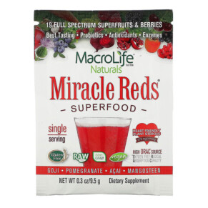 Macrolife Naturals Miracle Reds Superfood Goji Pomegranate Acai Mangosteen 0.3 oz (9.5 g) 852434001029