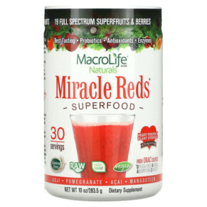 Macrolife Naturals Miracle Reds Superfood Goji-Pomegranate-Acai-Mangosteen 10 oz (283.5 g) 852434001036