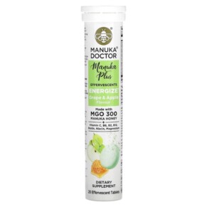 Manuka Doctor Manuka Plus Effervescents Energize Grape & Apple 20 Effervescent Tablets 810057720819