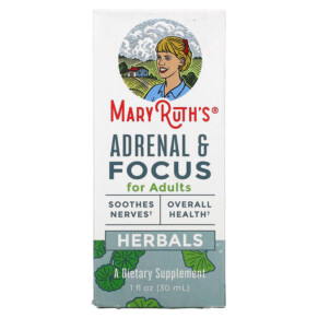 MaryRuth Organics Herbals Adrenal & Focus For Adults 1 fl oz (30 ml) 856645008471
