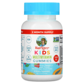 MaryRuth Organics Kids Multivitamin Gummies Strawberry Papaya and Super Punch 60 Gummies 856645008389