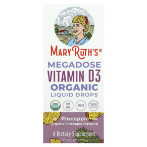 MaryRuth Organics Megadose Vitamin D3 Organic Liquid Drops Pineapple 1 fl oz (30 ml) 850036700630