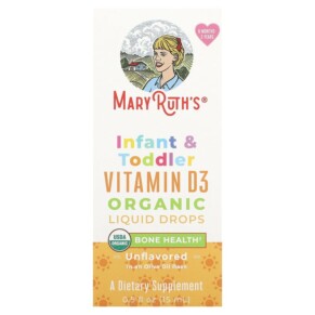MaryRuth Organics Organic Infant & Toddler Vitamin D3 Liquid Drops 6 Months - 3 Years Unflavored 0.5 fl oz (15 ml) 850036700685