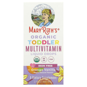 MaryRuth Organics Organic Toddler Multivitamin Liquid Drops 1-3 Years Orange Vanilla 2 fl oz (60 ml) 810104620574