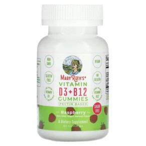 MaryRuth Organics Vitamin D3 + B12 Gummies Raspberry 60 Gummies 856645008112