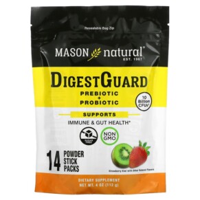 Mason Natural DigestGuard Prebiotic + Probiotic Strawberry Kiwi 14 Powder Stick Packs 311845182869