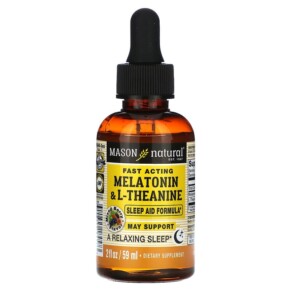 Mason Natural Fast Acting Melatonin & L-Theanine Sleep Aid Formula Mixed Berry 2 fl oz (59 ml) 311845184573
