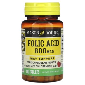 Mason Natural Folic Acid 800 mcg 100 Tablets 311845067616