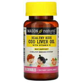 Mason Natural Healthy Kids Cod Liver Oil with Vitamin D Orange 100 Chewables 311845151216