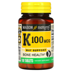 Mason Natural Vitamin K 100 mcg 100 Tablets 311845077912