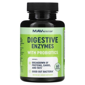 MAV Nutrition Digestive Enzymes with Powerful Probiotic Strains 60 Vegetable Capsules 850018273039