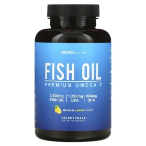 MAV Nutrition Fish Oil Premium Omega 3 Natural Lemon 120 Softgels 850018273053