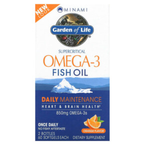 Minami Nutrition Supercritical Omega-3 Fish Oil Orange 850 mg 2 Bottles 60 Softgels Each 5425018611058